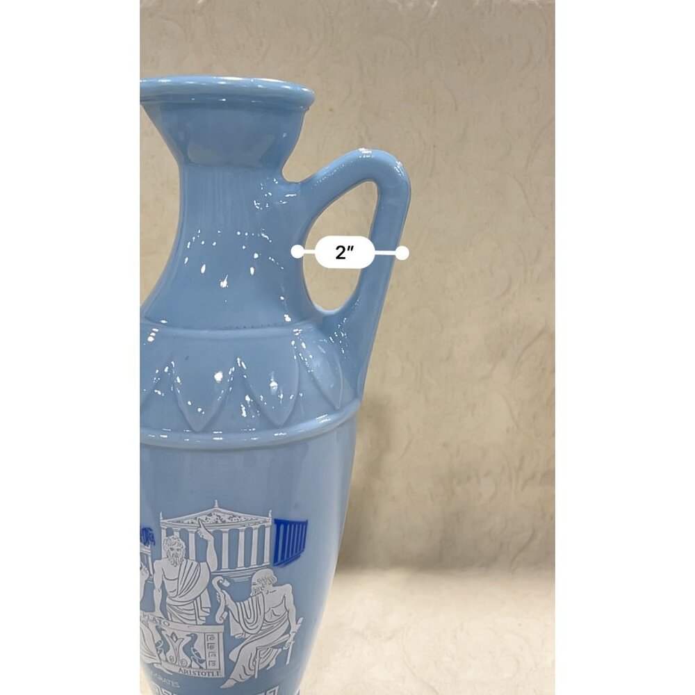 Vintage Blue Ceramic Greek Vase With Socrates Plato & Aristotle Design - Picture 13 of 16